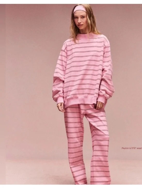 Parke Pink Striped Lounge Set - Picture 1 of 5